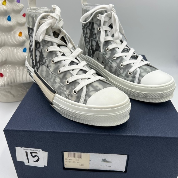 Men’s B 23 high top canvas oblique sneakers size 42 made in Italy - Picture 3 of 13